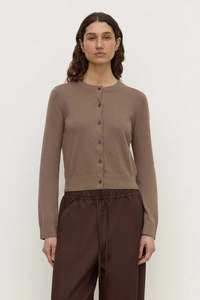 Orina Dark Sand Cotton Cashmere Cardigan
