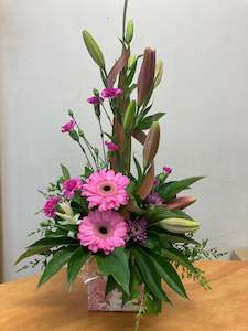 arrangement: Upright Arrangement pinks and whites.