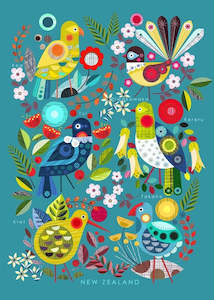 Image Vault Card NC696 NZ Flora And Fauna On Blue Ellen Giggenbach