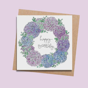 Rara and Ribbon Happy Birthday Hydrangeas Card RR43