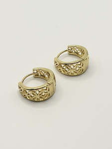 Some Tapa Gold Coloured Huggie Earrings 1005