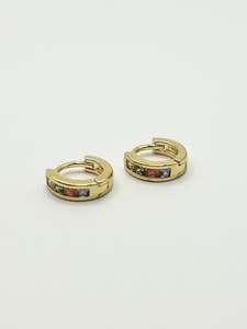 Some Multi Crystal Gold Coloured Huggie Earrings 1008