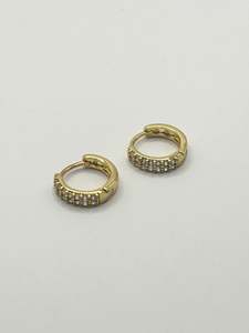 Some White Crystal Gold Coloured Huggie Earrings 1009