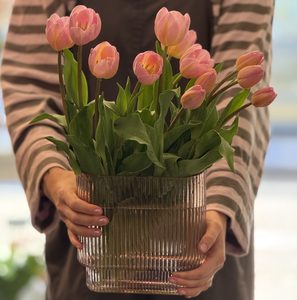 Tulips in Pink Vase
