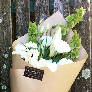 Sympathy Flowers: Natural White Wrap