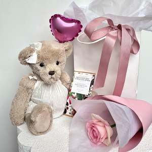 Single Rose & Teddy Gift Set