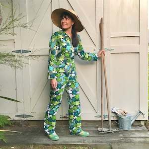Flouncy Womens Overalls New Florals: Greenie - Flouncy Overalls