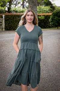 Flourish Range: Maternity and breastfeeding dress - Bella Forest Green Dress