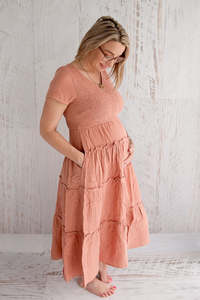 Bella Tiered Dress - Peach