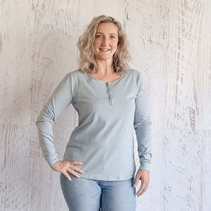 Pearl Grey Breastfeeding Zipper Top