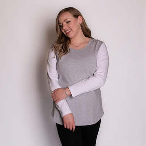 Grey/White Breastfeeding Top
