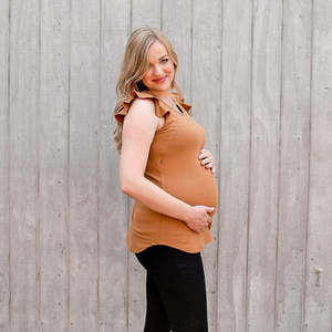 Breastfeeding Tops: Caramel Ruffle Sleeve Tee