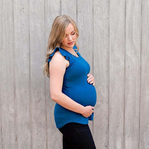 Breastfeeding Tops: Blue Ruffle Sleeve Tee