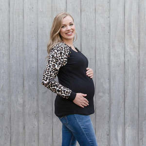 New Long Sleeve: Leopard Print Breastfeeding Top