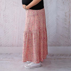 Maternity Maxi Skirt - Coral Crush