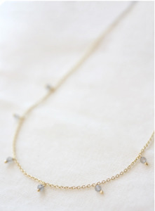 Flora Droplet Necklace - Gold & Labradorite