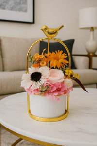 Products: Daisy and Rose Mini Bird Vase Arrangement Flower Boutique