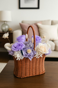 Elegant Purple Roses Basket Arrangement Flower Boutique