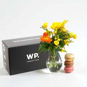 Gifts For Her Gifts: Golden Glow Flower Box (Free Box of Macaroons)