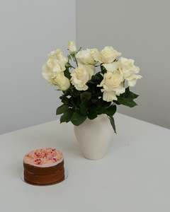 Occasion Birthday: White Roses and Raspberry Lemon Cake