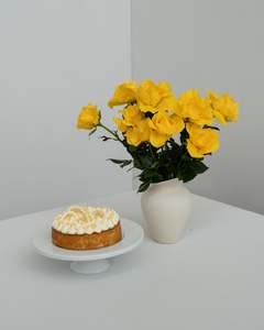 Yellow Roses and Lemon Meringue Cake
