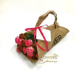 Roses Are Red Local Orewa Florist Flowers by Joanne: Market Roses in Jute Carry Bag, Rose Flowers By Joanne
