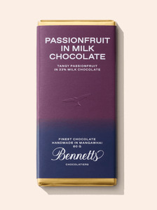 BENNETTS OF MANGAWHAI Passionfruit Milk Chocolate Bar, Chocolate Flowers By Joanne