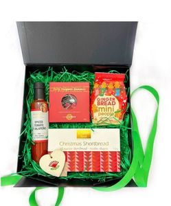 Christmas Treat Gift Box - with Award-Winning Hot Sauce, Christmas Flowers By Joanne