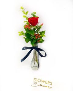 Roses Are Red Local Orewa Florist Flowers by Joanne: Red Rose in Bud Vase, Rose Flowers By Joanne