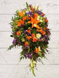 Sympathy 1: Bright Floral tribute for Casket.