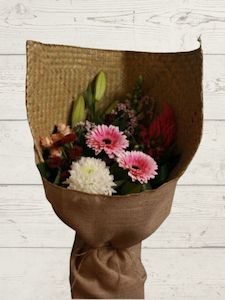 Sympathy 1: Harakeke wrap pastel bouquet