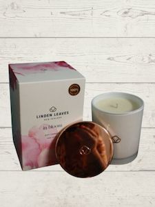 Candles 1: Pink petal candle – linden leaves