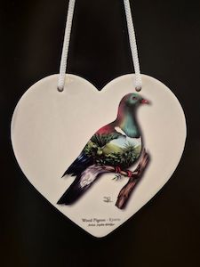 Ceramic Artwork 1: NZ Kereru Ceramic Heart