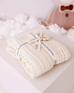 Jamie Kay Clothing: Muslin Blanket with Lace Trim - 2 colours