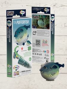 Entertainment: EUGY Pufferfish 3D Puzzle – Eco-Friendly Kids Craft Kit