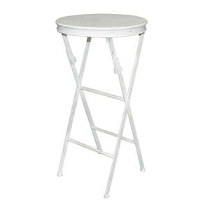 Furniture: French Country Folding Side Table Tall White