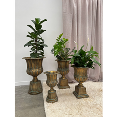 Garden Outdoor: Aged Metal French Urn 70cm