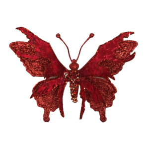 17.5CMW RED BUTTERFLY ON CLIP
