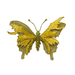 Gifts Accessories: 17.5CMW GOLD/GOLD BUTTERFLY ON CLIP