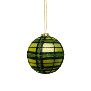 Gifts Accessories: GREEN TARTAN GLASS BALL