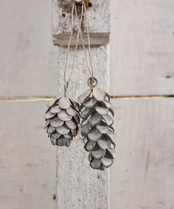 French Country Collection: Hanging Pinecone Long Ash Grey