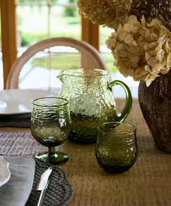 French Country Collection: Serena Green Wine Goblet ~ Set of 4
