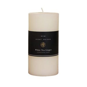 French Country Maison Pillar Candle White Tea Ginger 3X6″