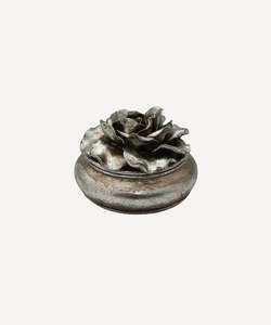 Tableware: Camelia Large Round Trinket Box Pewter Finish