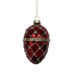 Red Diamante Glass Opening Egg Hanger