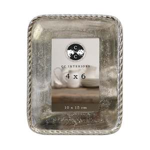 ROPE EDGE PHOTO FRAME IN RAW NICKEL FINISH 4X6