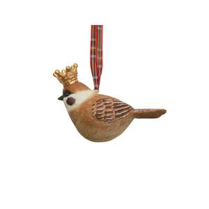 Tree Decorations: Brown Bird with Crown