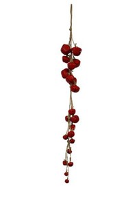 Tree Decorations: Red Metal Mini Bells Hanging Dec 50cm