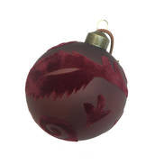 Tree Decorations: BURGUNDY FLOCK FEATHER GLASS BALL