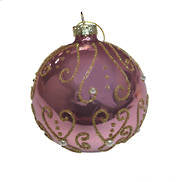Tree Decorations: BLUSH AND GOLD SWIRL GLASS BALL